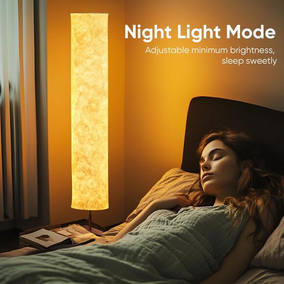 RGB Floor Lamp 60 inch Soft Light Tyvek Shade Remote Control 3 Color Modes LED - Picture 5 of 8